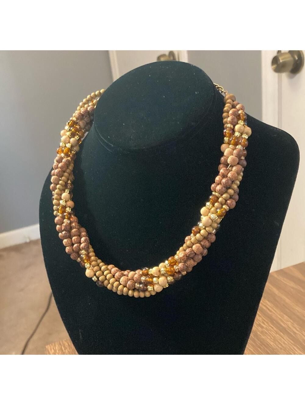 Napier Elegant Beaded Necklace - 16” with 3” extender Brown and Gold